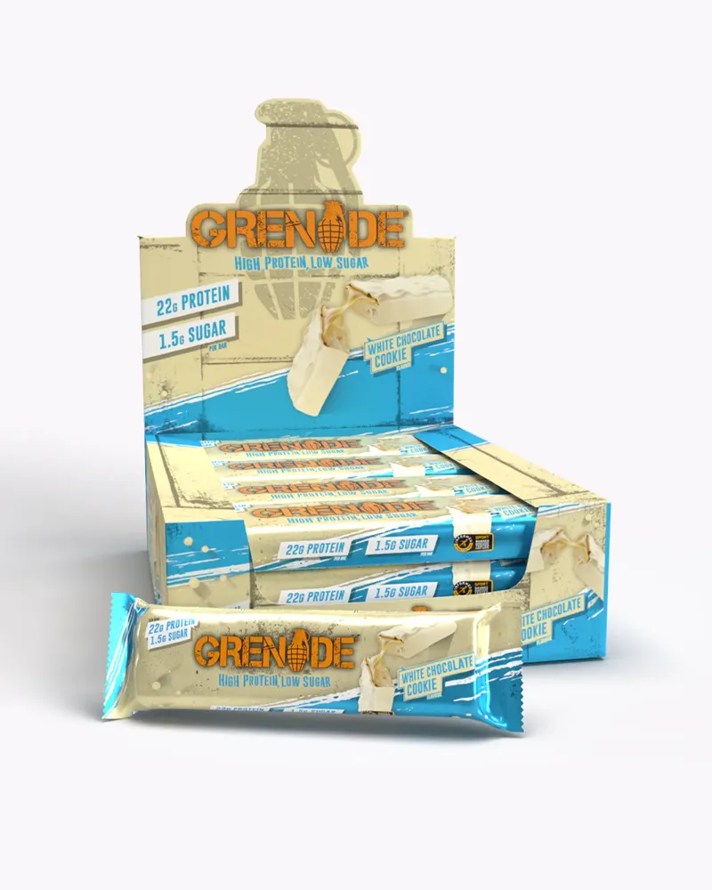 Grenade Bar - 12 x 60g Bars - White Chocolate Cookie