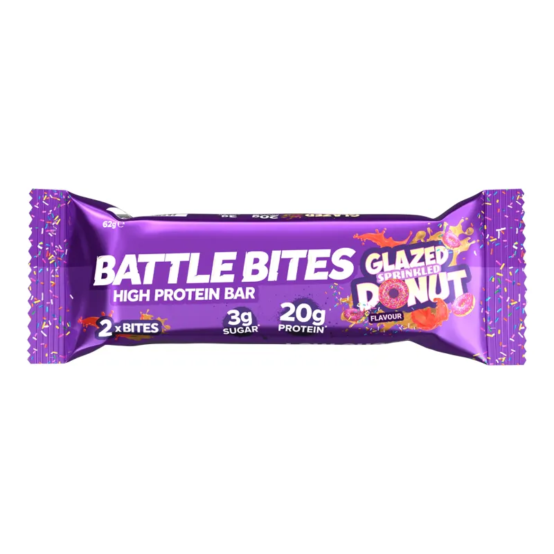 Battle Bites High Protein Bar - 1 x 62g Bar Glazed Sprinkled Donut