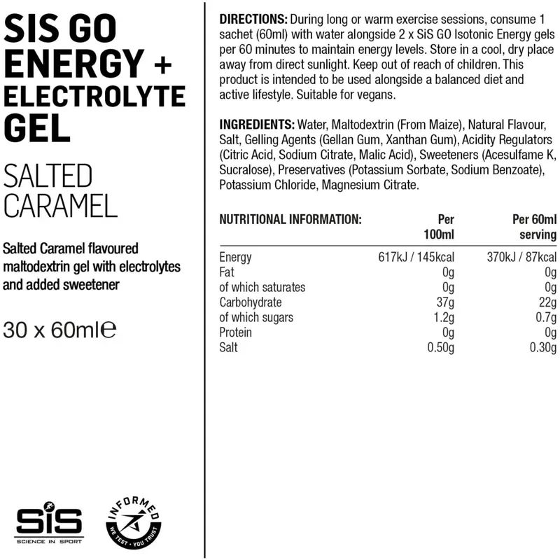 Science in Sport GO Isotonic 30 Pack Electrolyte Gel in Salted Caramel-1