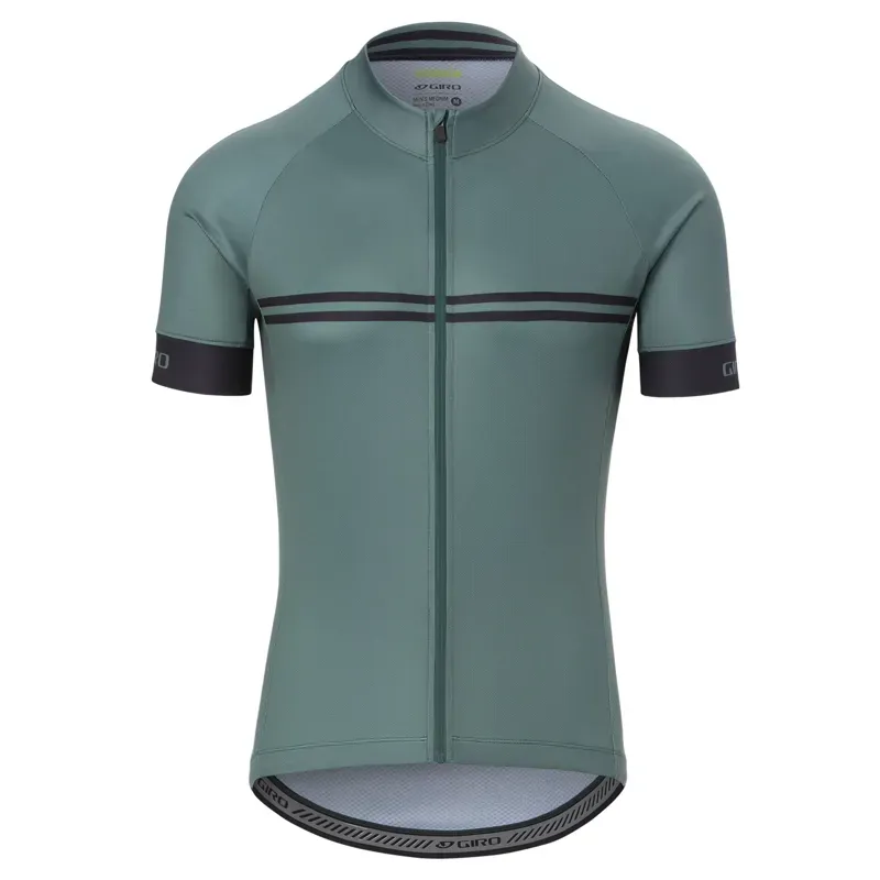 Giro Chrono Sport Short Sleeve Jersey 2021: Grey/Green Classic Stripe GREY/GREEN CLASSIC S Small