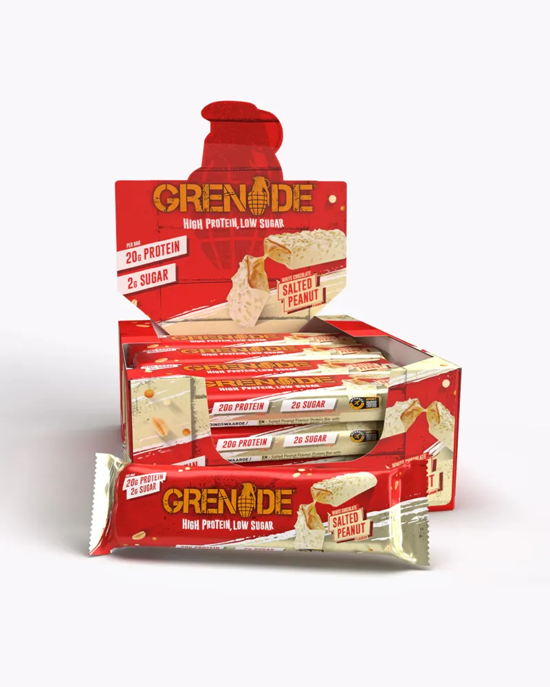 Grenade Bar - 12 x 60g Bars - White Chocolate Salted Peanut