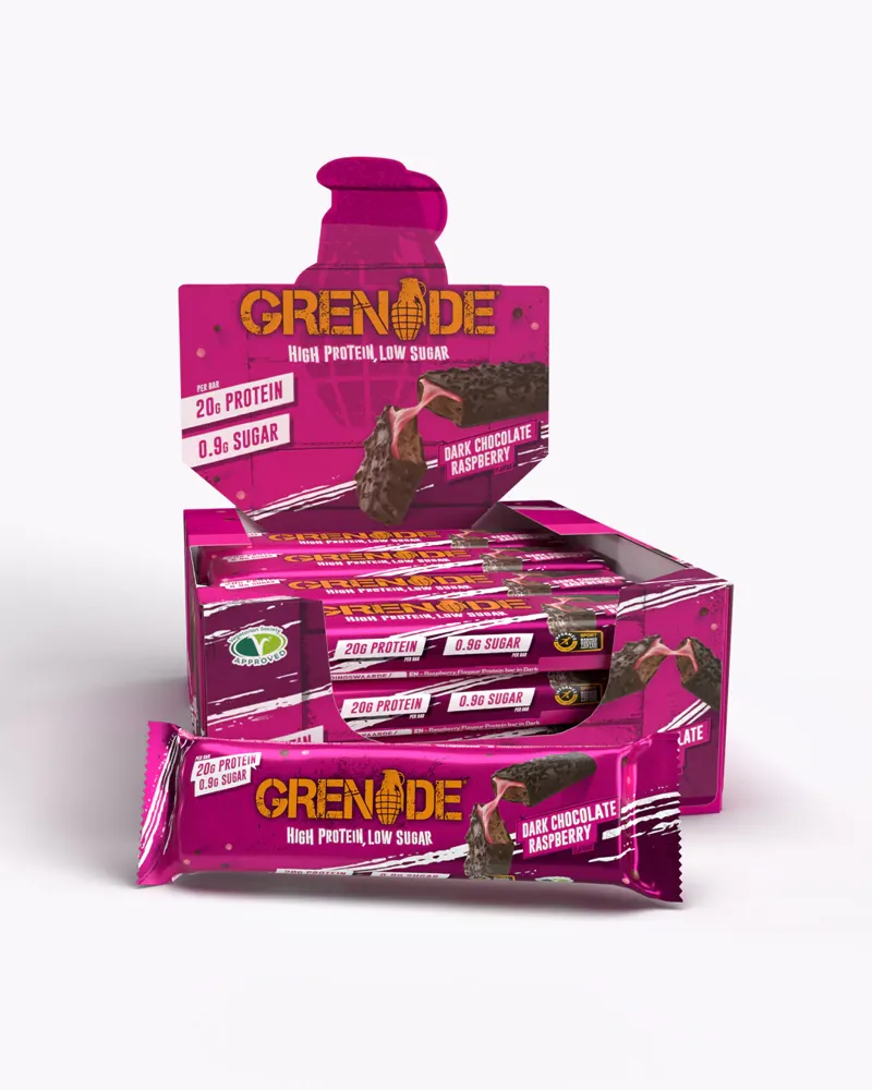 Grenade Bar - 12 x 60g Bars - Dark Chocolate Raspberry