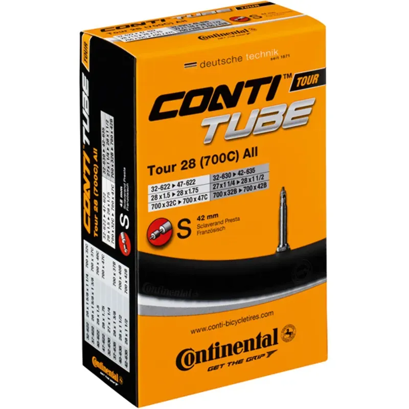 Continental Tour Tube Light - Presta 42mm Valve: 700x32- 47c BLACK 700x32-47c