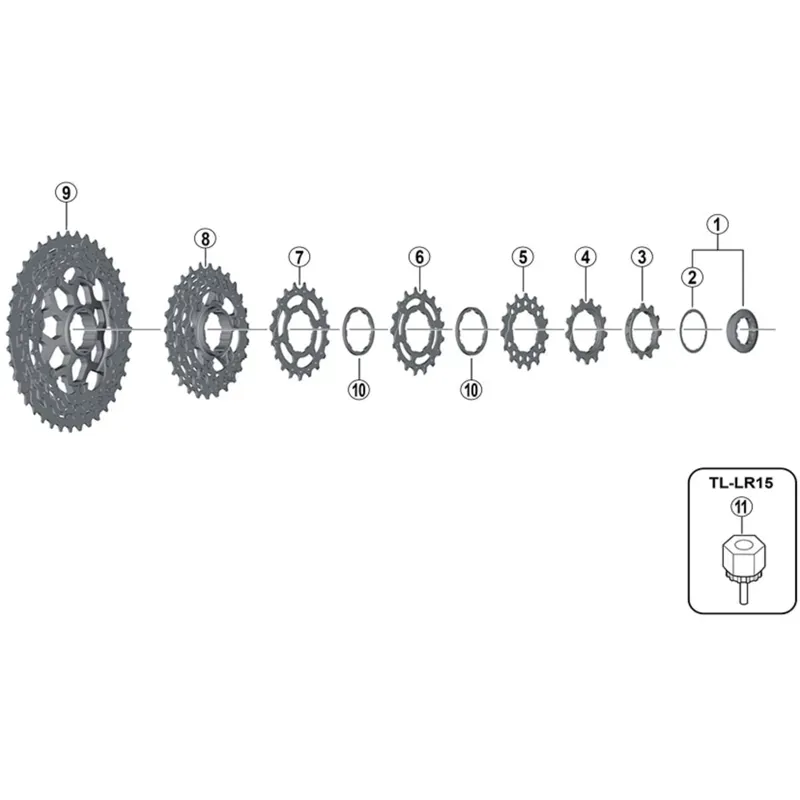 Shimano Spares CSM8000 Lock Ring and Spacer in Black-1